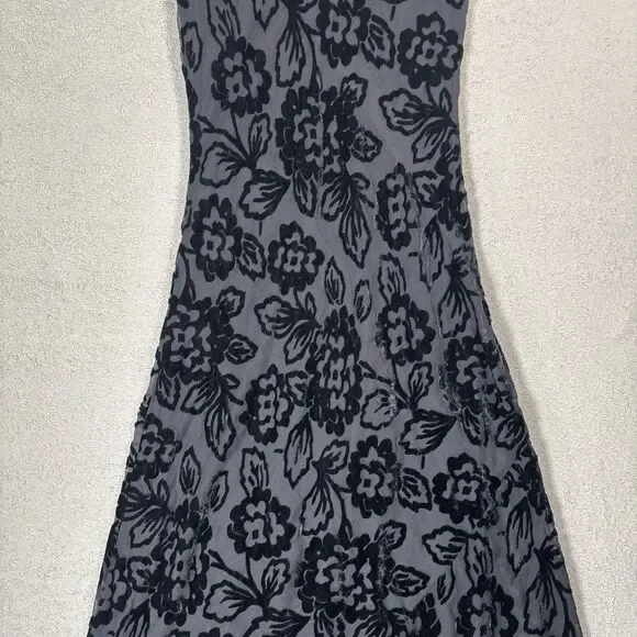 Eva Blue Size S Maxi Velvet Burnout Dress Whimsigoth Gothic Vamp Dark Fairy 90s - Picture 16 of 16